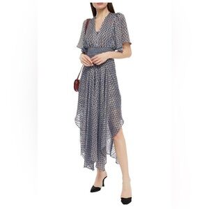 Maje Shirred Printed Maxi Dress Size 34